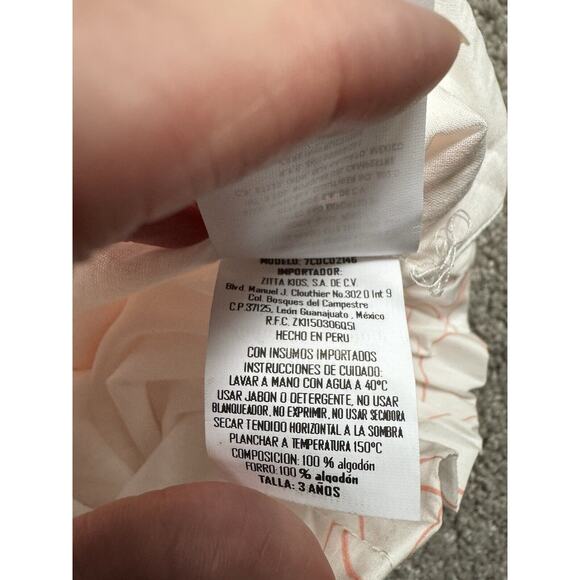 NWT Coco Au Lait White Orange Circle Ballon Skirt Dress Ruffle Neckline Size 3Y - Picture 5 of 6